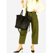 ♦ V33 Klasyczny shopper bag z ćwiekami. Prawdziwa skóra vintage. 4 kolory